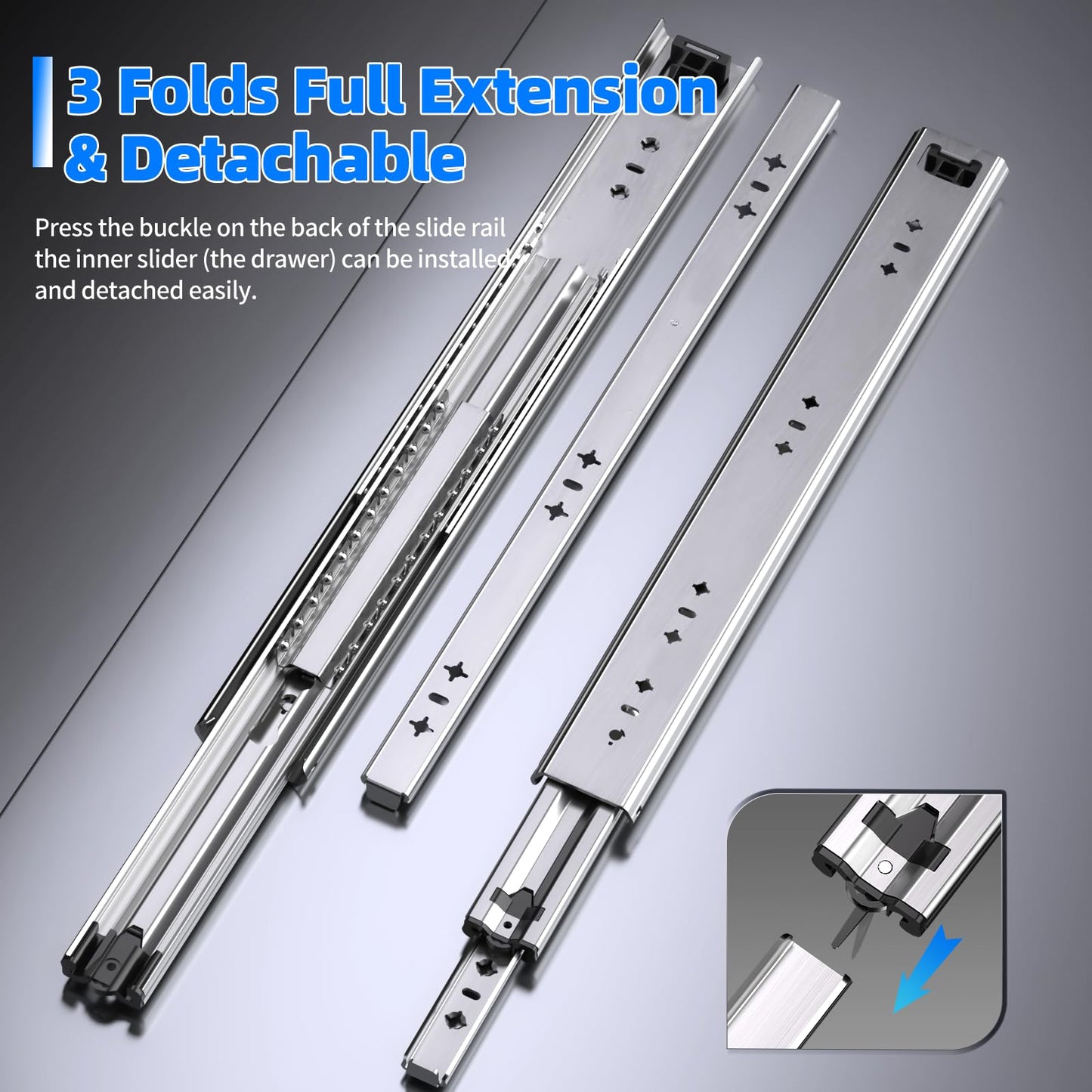 SLIDEWAY 260 Lbs Heavy Duty Drawer Slides 1 Pair 8 10 12 14 16 18 20 24 26 30 32 40 Inch Full Extension Ball Bearing Sliding Rails Cabinet Runners Tracks Tool Box Glides (53mm Wide)-10"