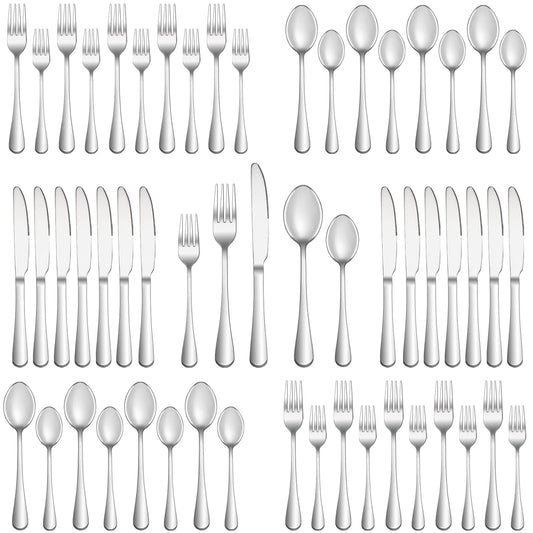 40 Piece Silverware Set Service for 8,Premium Stainless Steel Flatware Set,Mirror Polished Cutlery Utensil Set,Durable Home Kitchen Eating Tableware Set,Include Fork Knife Spoon Set,Dishwasher Safe