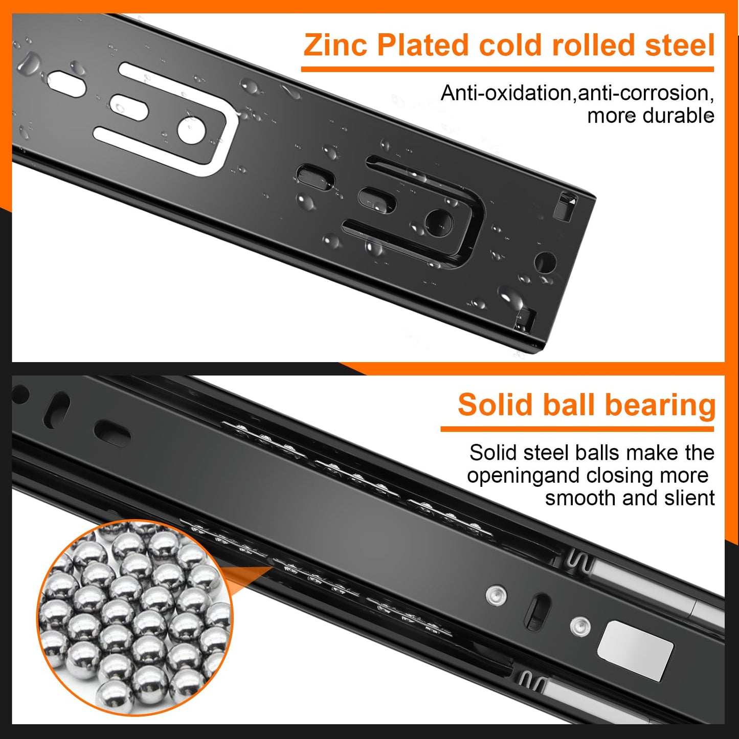 12 inch Drawer Slides 6 Pairs (12pcs) Soft Close 3 fold Full Extension Side Mount Cabinet Drawer Glides 12" Black Cabinet Rails for Dresser, Cabinet, Kitchen 100 LB Capacity