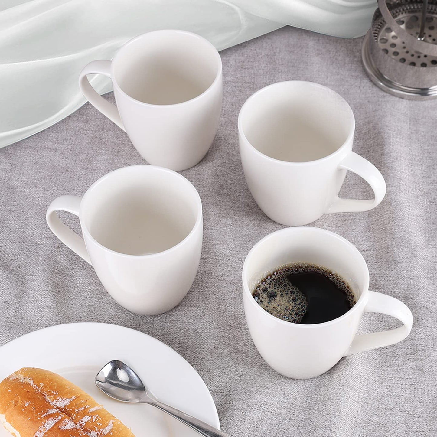 Mfacoy White Coffee Mugs Set of 4, 16 Ounce Mug with Handles, Ceramic Coffee Cups, Porcelain Mugs Sets, Large Coffee Mugs for Coffee, Tea, Hot Cocoa, Milk, Microwave and Dishwasher Safe