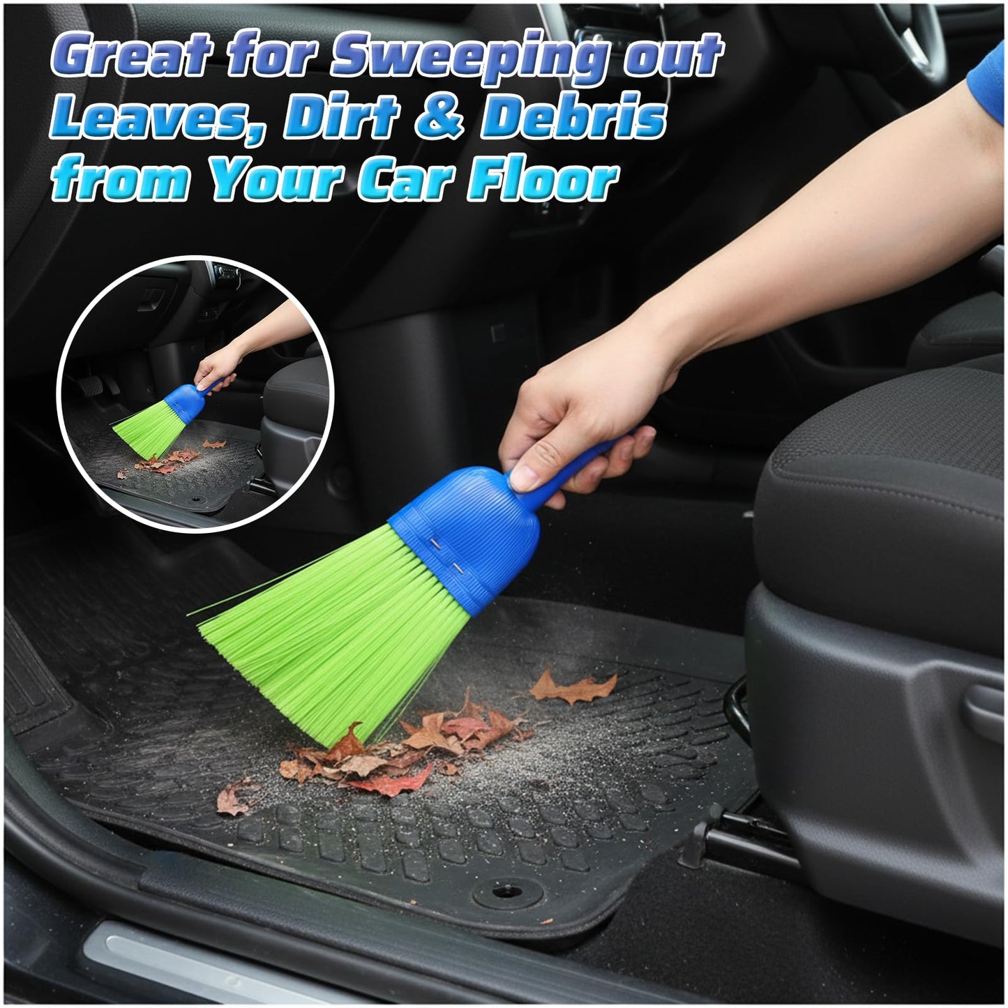 Afcabakila 6 Pcs Soft Bristle Broom, Poly Fiber Whisk Broom with Hang Hole, Handheld Brush for Indoor Outdoor Cleaning, Car, Porch, Floor, Room & Deck, Dust Dirt Remover, Compact, Easy Storage