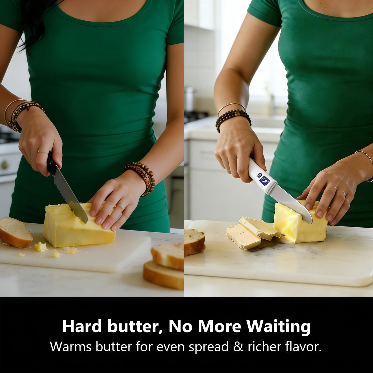 TinkerNest Electric Heated Butter Knife – 2 Heat Settings (131°F/158°F) & Smart LED Display, Rechargeable USB Warming Knife for Hard Butter, Cheese, Peanut Butter, Ice Cream, Honey – Easy Spread