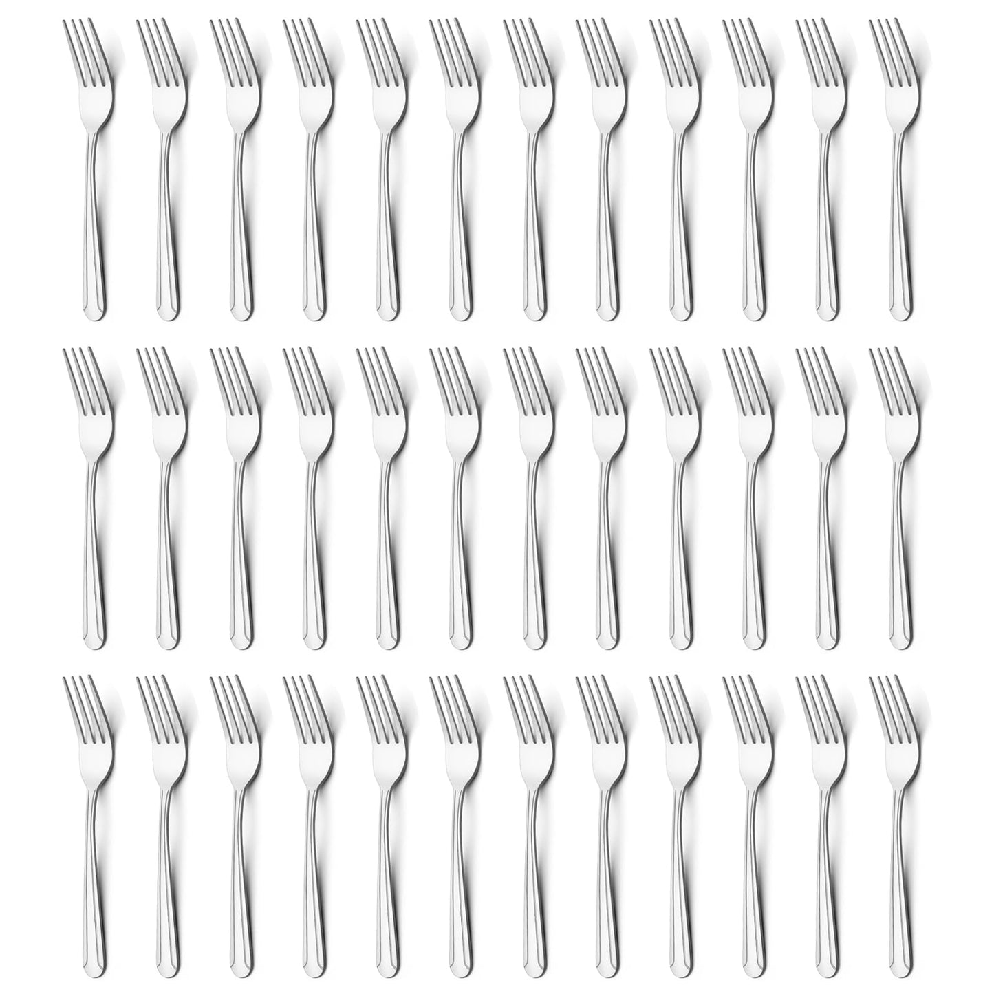 BEWOS 36-Piece Dinner Fork Set, 8.2-Inch Stainless Steel Silverware, Mirror Polished, Dishwasher Safe, For Home, Kitchen or Restaurant