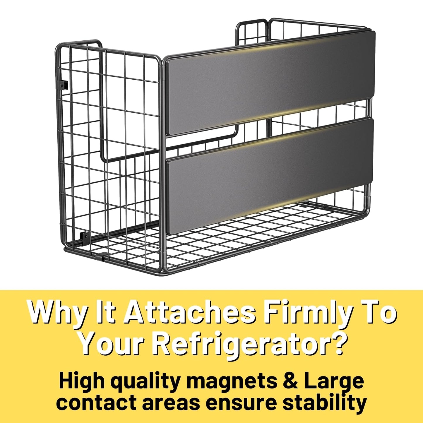 Magnetic Shelf for Fridge , Fruit Potato & Onion Storage Bins, Pantry Organizers & Storage, Large Container Magnetic Basket for Refrigerator, Kitchen Counter, Cabinet, Magnetic Fridge Organizer