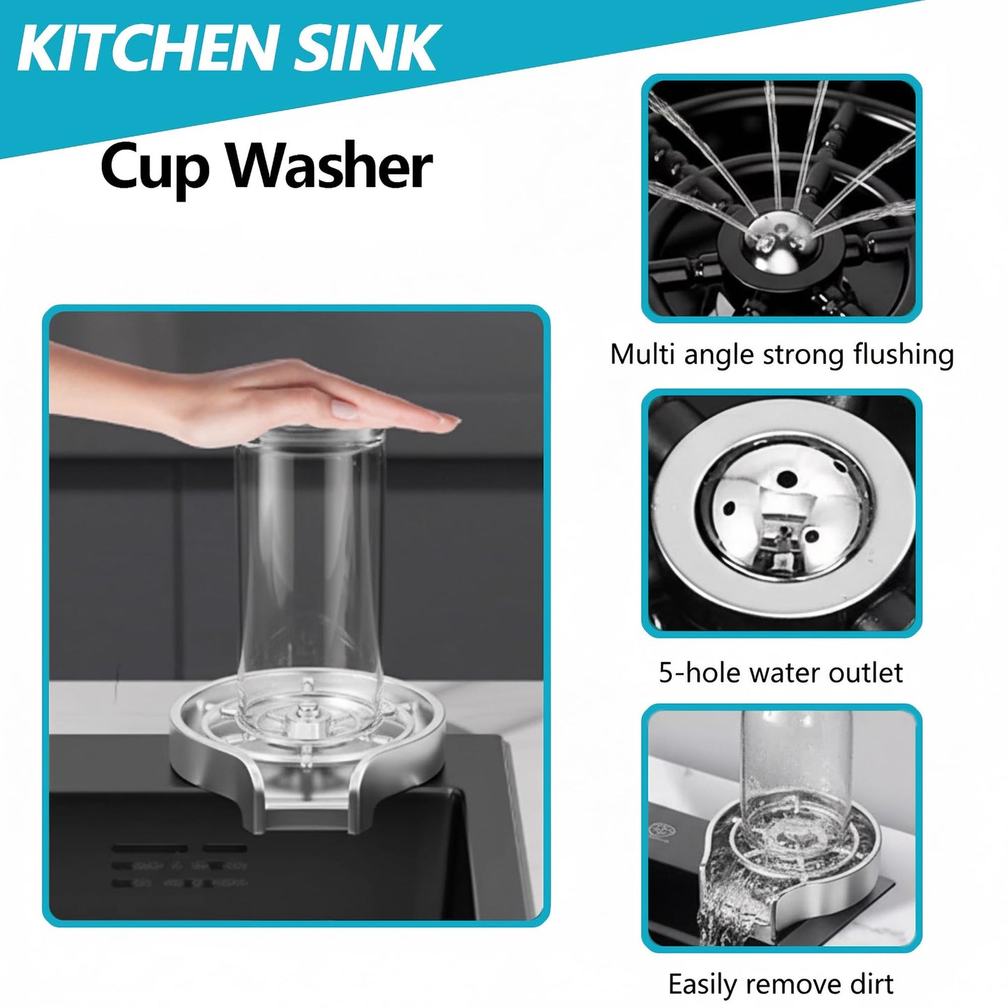 YINXSLO Stainless Steel Kitchen Sink with Faucet, Single Bowl Top Mount/Drop-In 3 Hole Single Bowl Workstation Sink with Cup Washer, Soap Dispenser, Drainage kit for Bar, Kitchen, Balcony (20 * 18in)