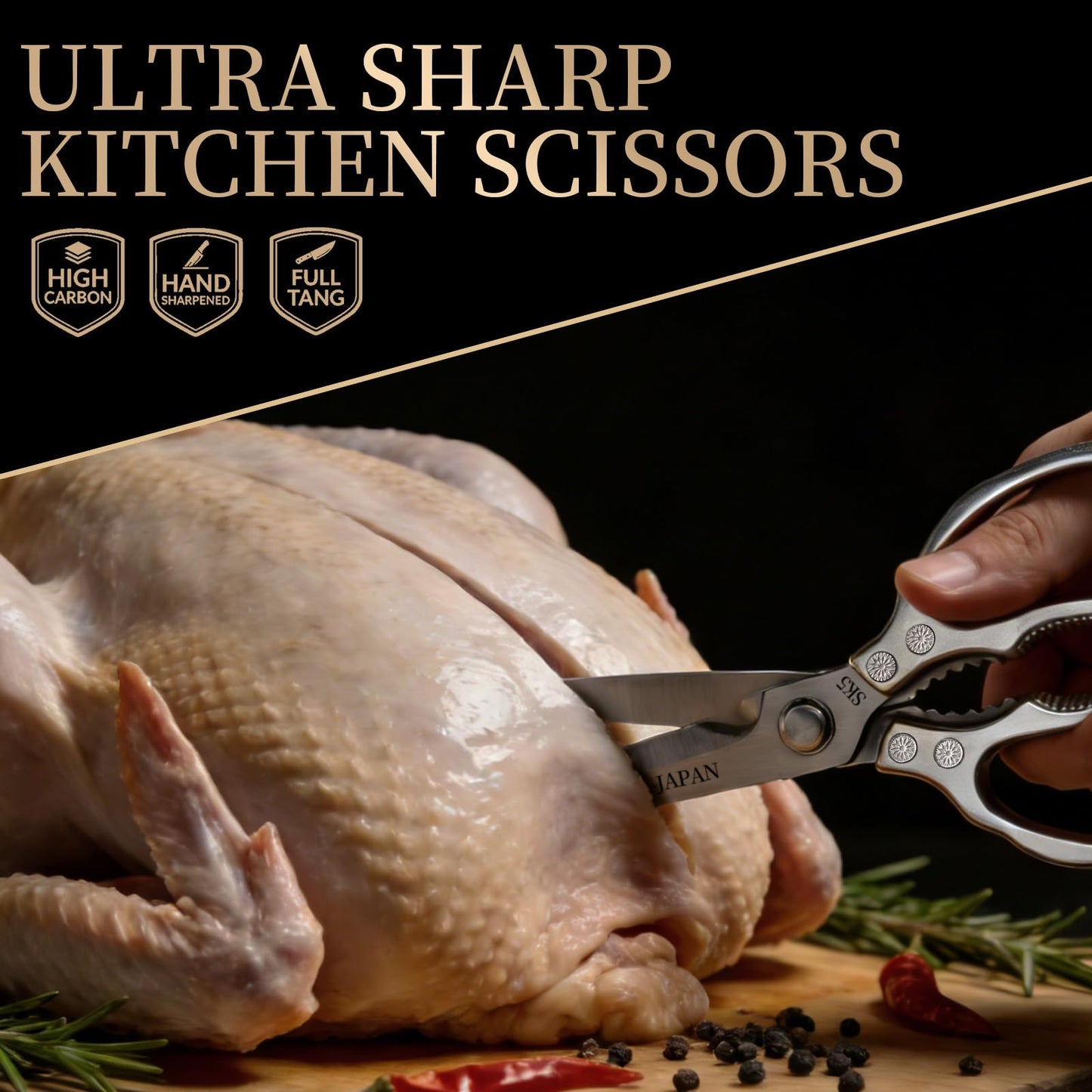 Kitchen Scissors for Food, Multi-All Purpose Japan Kitchen Shears, Heavy Duty Poultry Shear Dishwasher Safe Chicken Scissor, Seafood Shears, Meat Scissors Gifts for Men Women