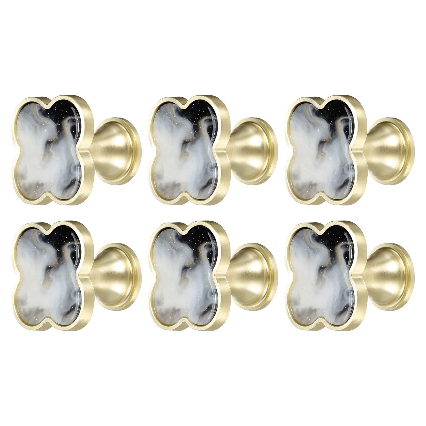 uxcell 6Pcs Drawer Knobs, Zinc Alloy Decorative Four-Leaf Pull Handles with Screws for Furniture Dresser Wardrobe Cupboard, Pearl Gray