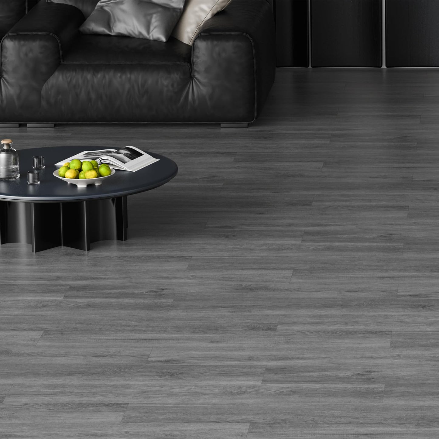 ATOPOSE Peel and Stick Floor Planks Waterproof,Wood Grain Effect Flooring,Dark Grey, 36-Pack 54 sq ft— Easy DIY Install and Transfer Quickly for Kitchen, Bathroom,Bedroom,Other Indoor Spaces