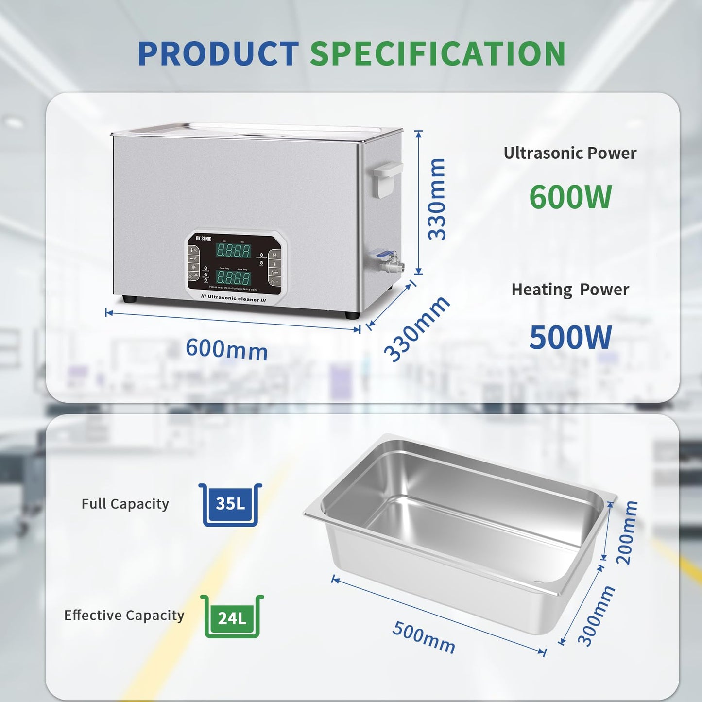 DK SONIC Professional Ultrasonic Cleaner 30L, 600W Heavy-Duty Sonic Cleaner with Timer,Heater&Touch Control, Multi-Application for Motorcycle Engines, Carburetors, Chains (Include Basket)