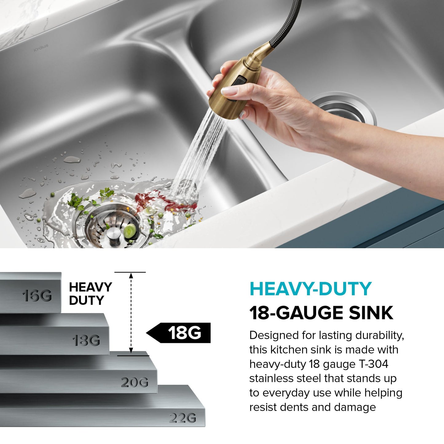 KRAUS Premier 32-inch Undermount 50/50 Double Bowl Low Divider 18-Gauge Stainless Steel Kitchen Sink with Strainers (x2), KBU32