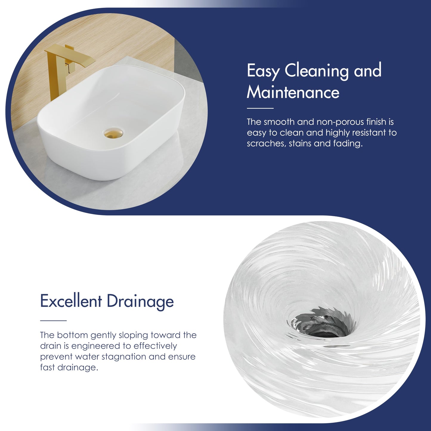 Bathroom Vessel Sink, Eridanus 18" x 13" White Vessel Sink Rectangular Bathroom Sink Porcelain Ceramic Vessel Sinks for Bathroom Vanity Sink Above Counter Basin
