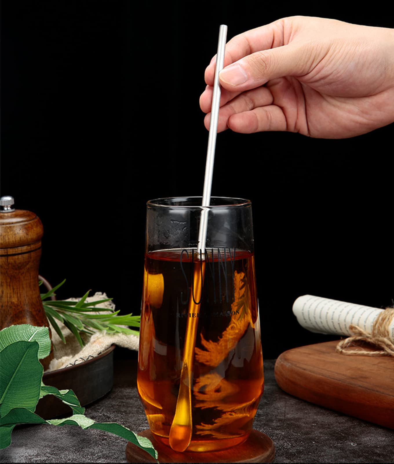 Lomoker 6 Pcs Coffee Stirrers, 3 Sizes Reusable Coffee Stir Sticks (5'', 6.3'', 8.7''), Stainless Steel Stirring Spoons for Espresso & Iced Tea, Silver