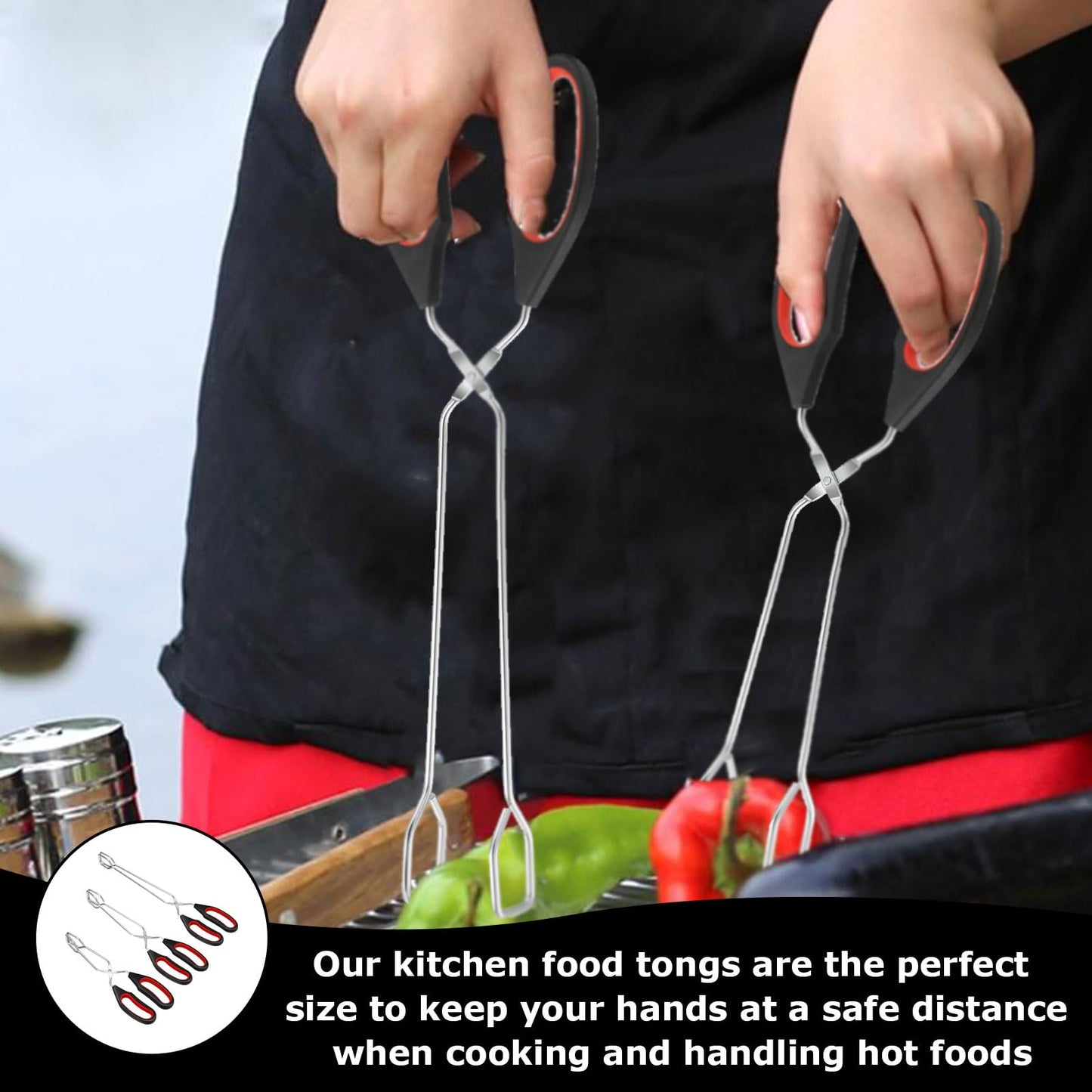 Stainless Steel Scissor Tongs,9.25'',11.02'',12.99''(3 Pcs)