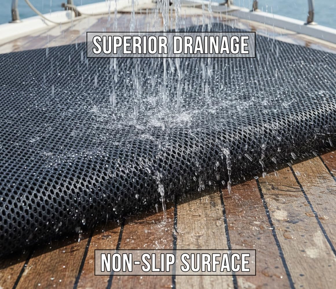 PVC Drainage Floor Mat Non-Slip Commercial Wet Area Mat for Outdoor and Indoor Restaurant Kitchen Bar Swimming Pool Splash Matting Water Drain Flooring Mat (Black, 3FTX16.4FT)