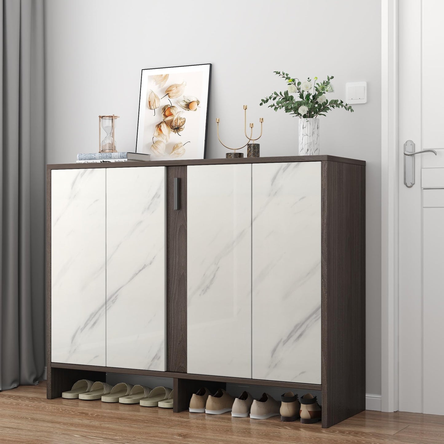 JSEVEM 24"×197" Extra Thick White Grey Wallpaper Peel and Stick Removable White Gray Marble Contact Paper Vinyl Wrap Faux Glossy Textured Granite Wall Sticker Decor for Bedroom Bathroom Kitchen Island