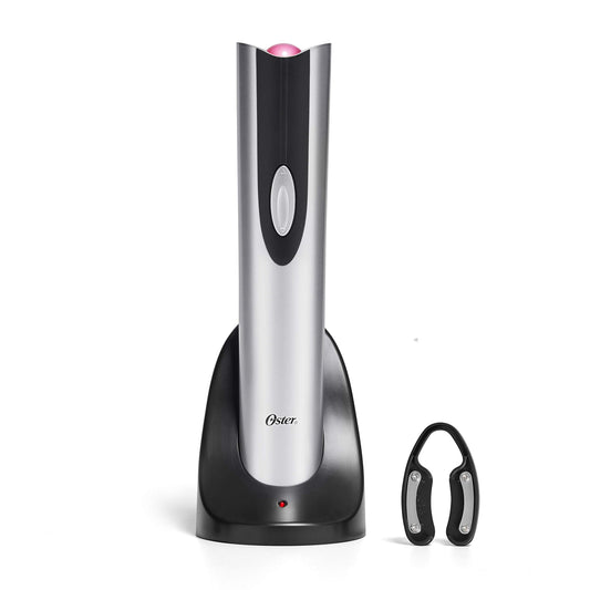 Oster Cordless Electric Wine Bottle Opener with Foil Cutter, Silver