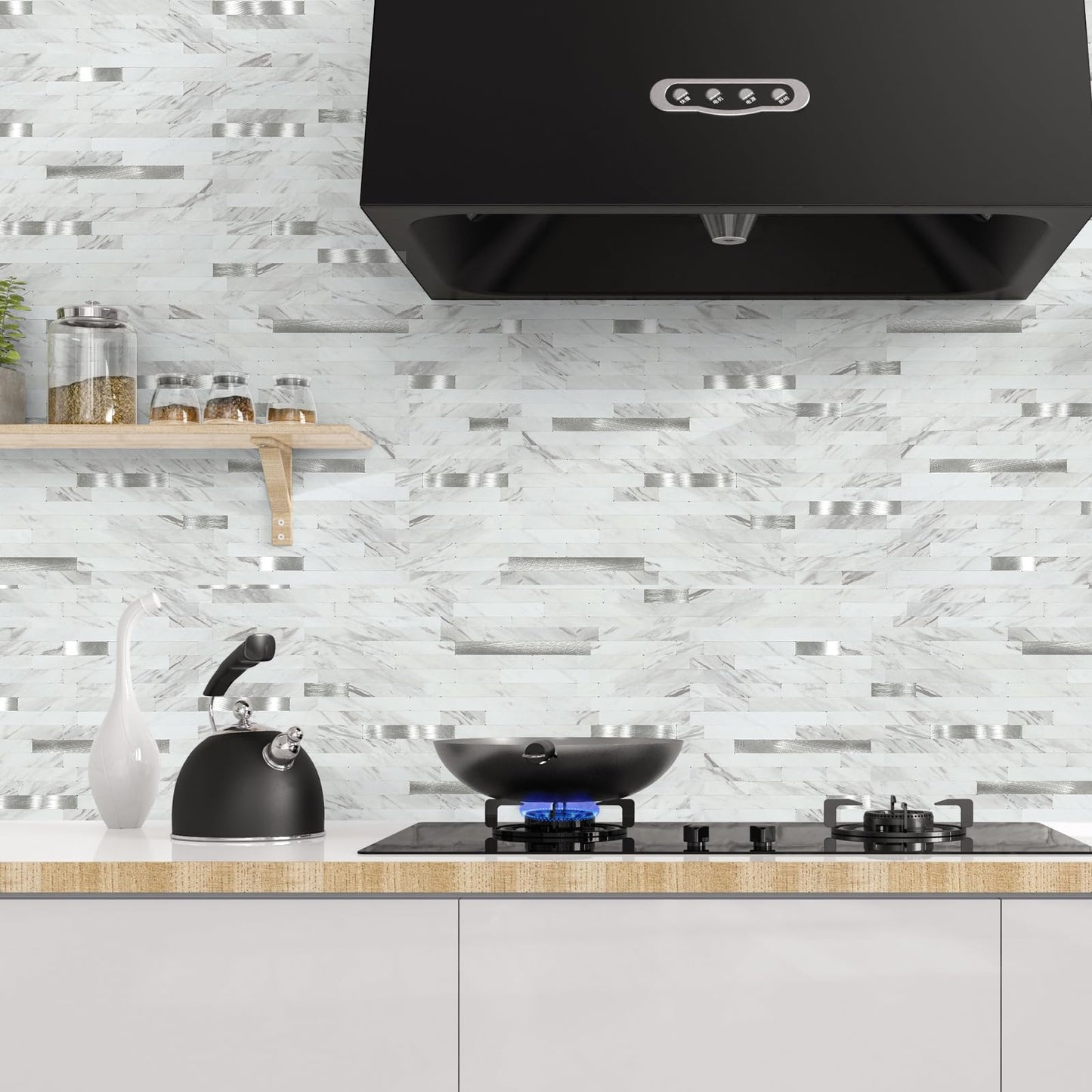 Mijaro 20 Pieces Peel and Stick PVC Mosaic Backsplash,for Kitchen Backsplash,Etc