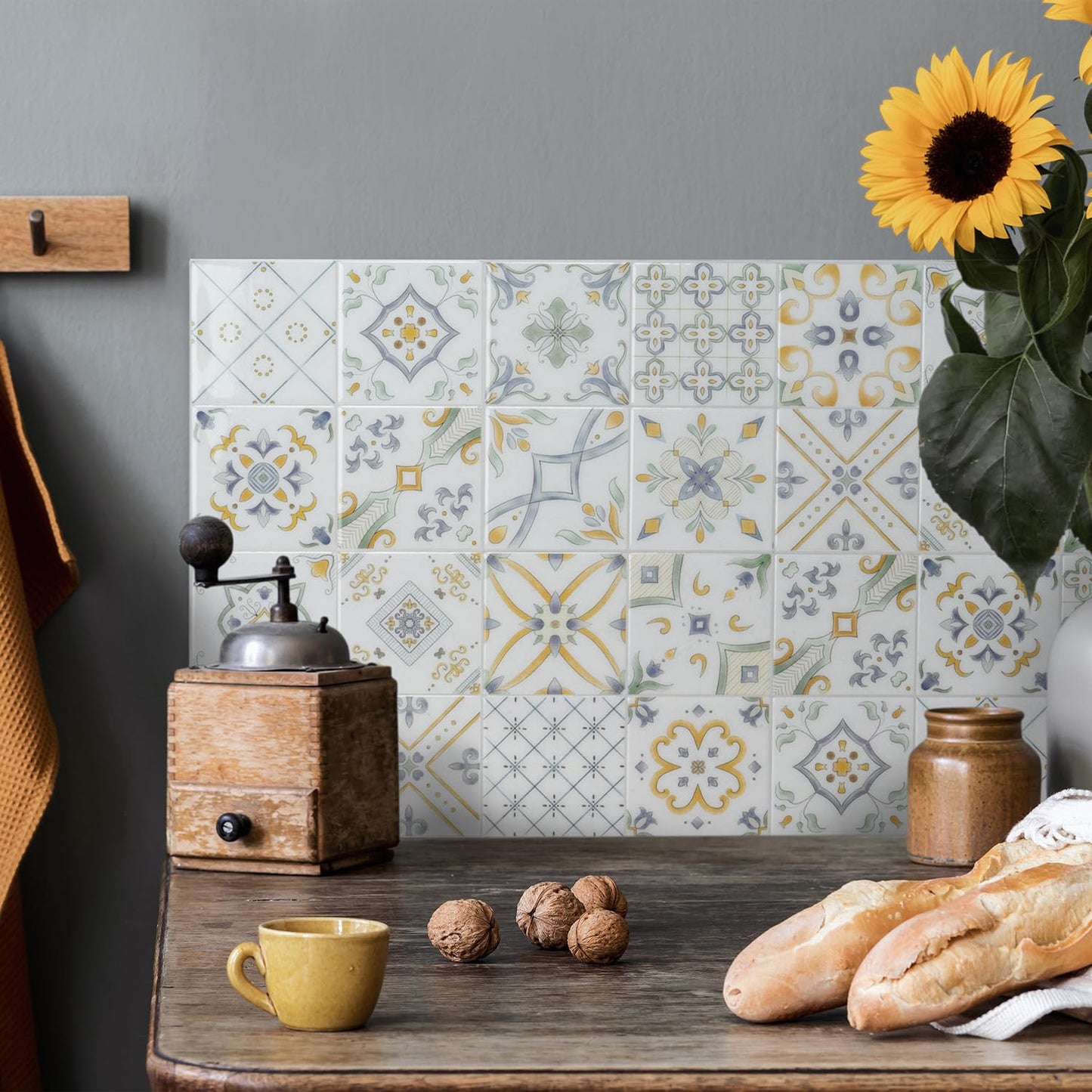 SMART TILES Peel and Stick Backsplash - 5 Sheets of 9" x 9" - 3D Adhesive Peel and Stick Tile Backsplash for Kitchen, Bathroom, Wall Tile