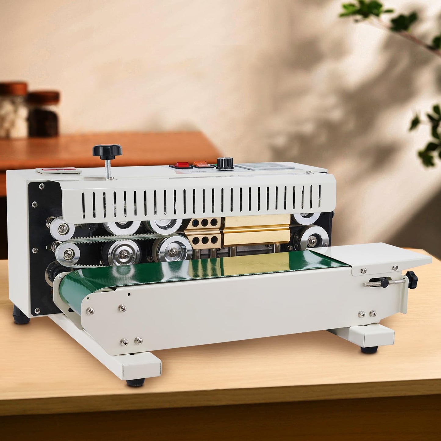 VEVOR Continuous Bag Band Sealing Machine, 0.24-0.47 in/6-12 mm Seal Width, Horizontal Band Sealer Machine with Digital Temperature Control, Bag Sealer for 0.02-0.8 mm Plastic Bags with Count Function