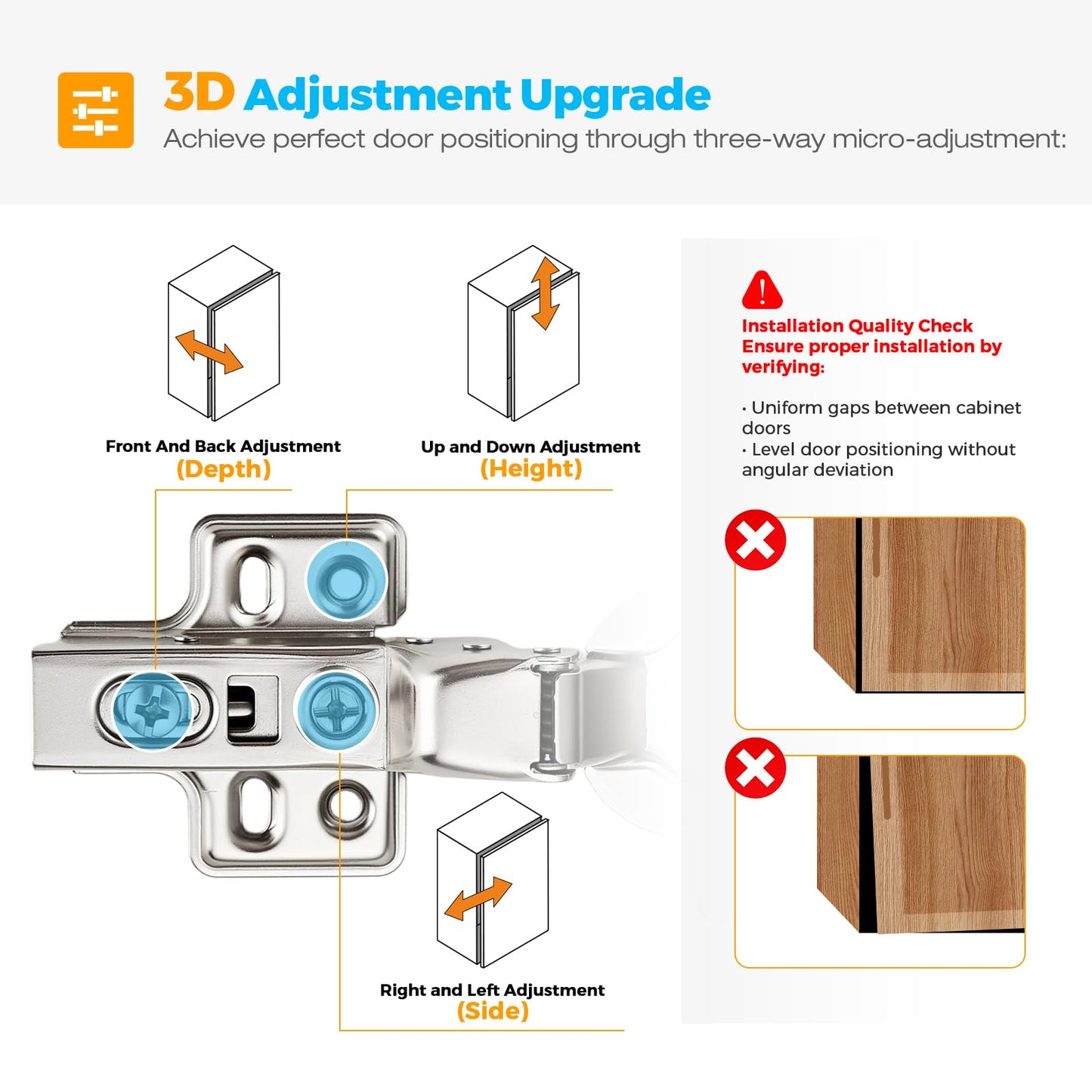 HOME EDIT 5 Pairs 10 Pack European Full Overlay Soft Close Cabinet Hinges Concealed Kitchen Cabinet Hinges Heavy-Duty Frameless Adjustable for Cupboard Hardware