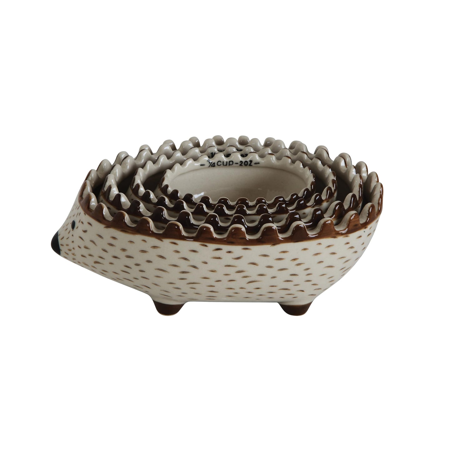 Creative Co-Op Hand Painted Stoneware Hedgehog Measuring Cups (Set of 4 Sizes)