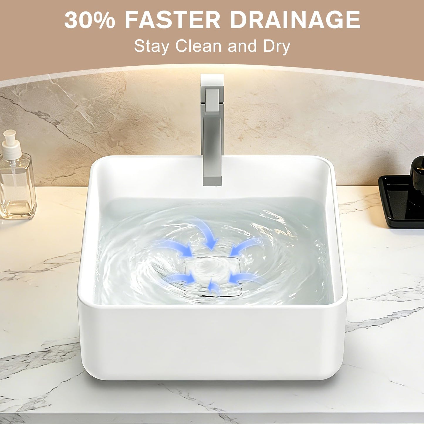 Vessel Sink with Drain, 12" Square Bathroom Sinks Above Counter, 0.2" Ultra-Slim Rim Modern Vessel Sinks for Bathroom, White Ceramic Vanity Sink (12.2x12.2" Square)
