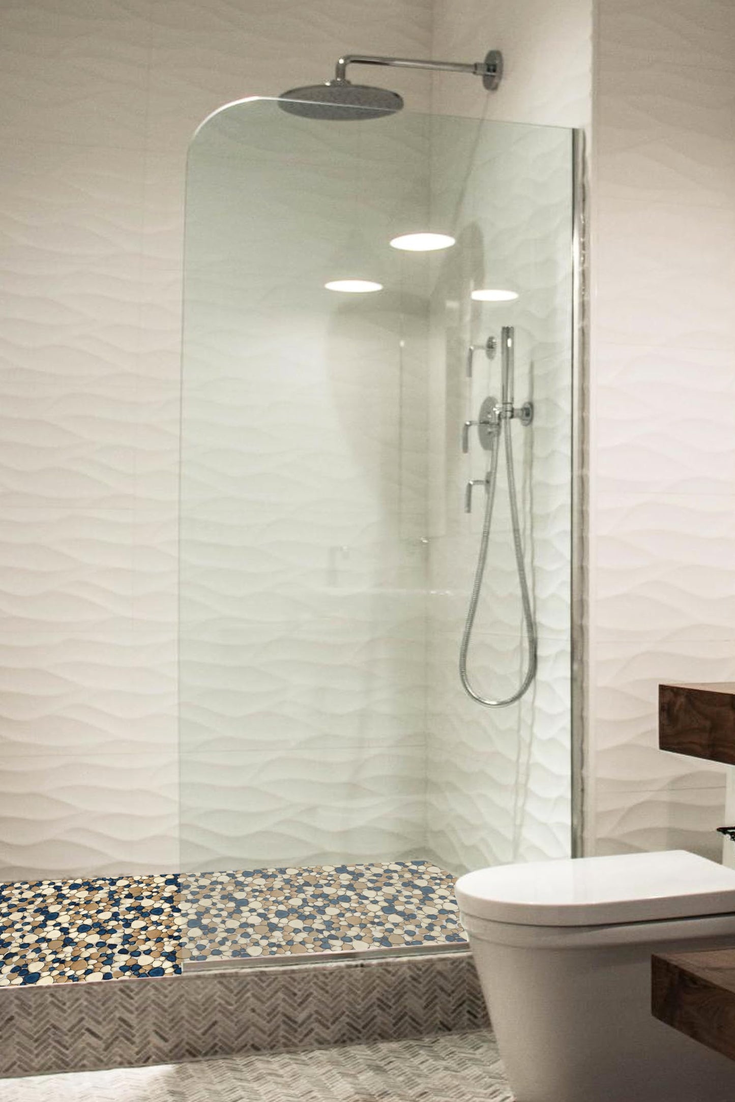 Elephantile Pebble Tile for Shower Floor Brown Blue Pebbles Mosaic Tiles for Bathroom Floor [Set of 5 Sheets]