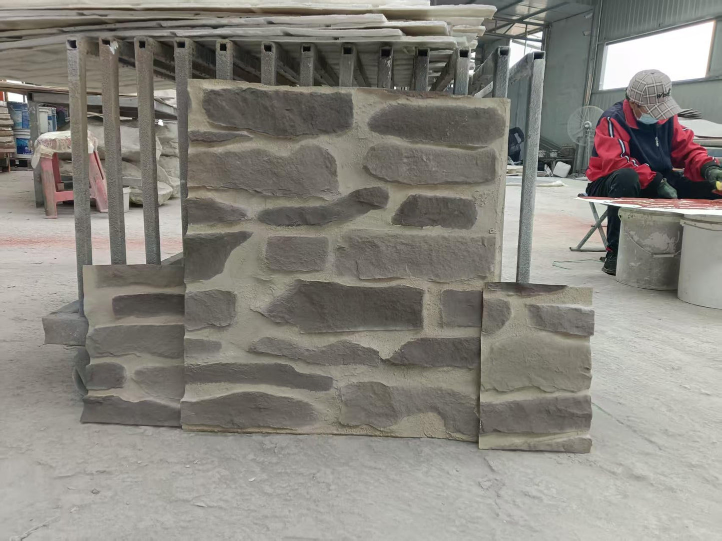Faux Stone Wall Covering Panels | FRP 3D Wall Cladding for Interior or Exterior Stacked Stone Siding Panel | Martian Rocks Gray (4 Pieces Cover 23.6 sq.ft)