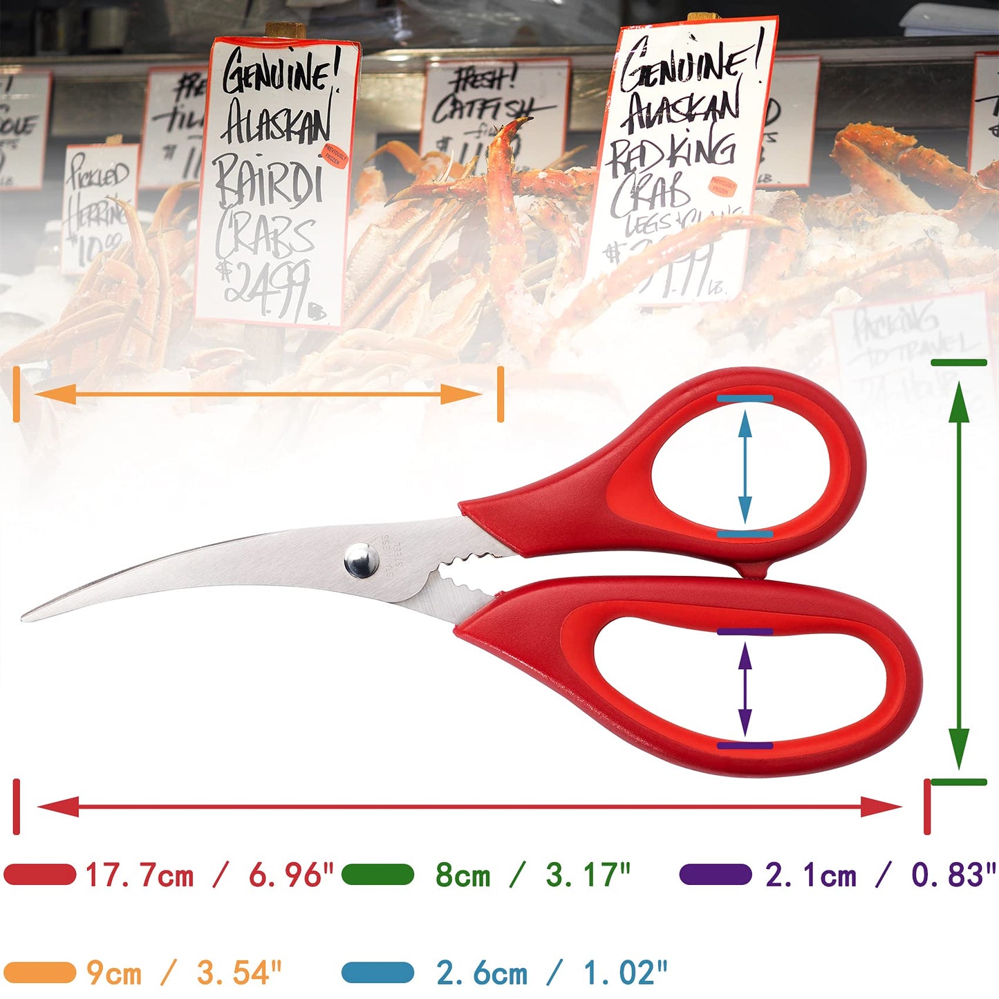 8 piecesred Seafood Scissors Crab Scissors Professional and durable Seafood Shears Multifunctional Crab Leg Crackers and Tools
