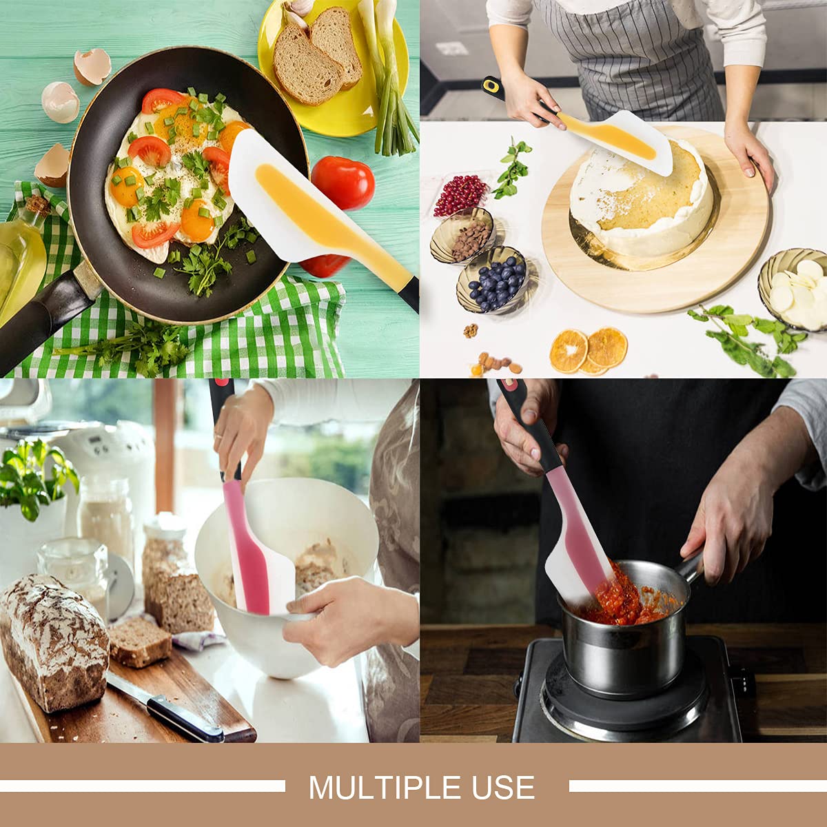 DOERDO 2 Pieces Omelette Spatula Kitchen Omelet Turner Silicone Pigment Scraper Fold Omelette Turner for Kitchen Omelet Pancake