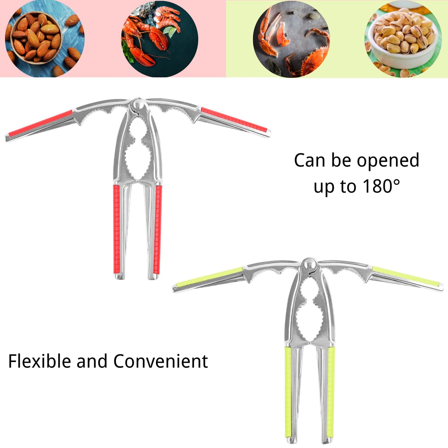 8 Pcs Nut Crackers for All Nutcracker Seafood Tools Walnut Cracker for All Nuts Heavy Duty Shell Cracker Lobster Crab Crackers with Non-slip Handle