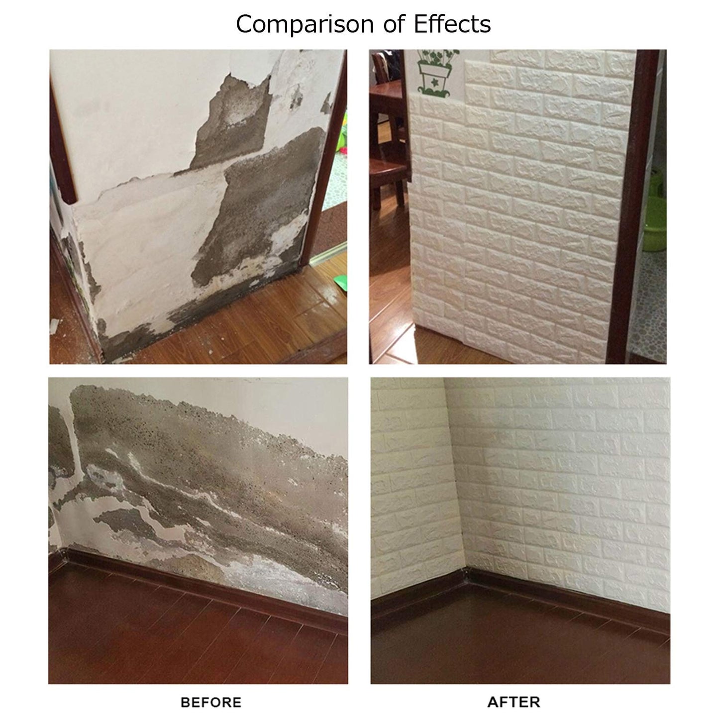MYOYAY 10 Pcs 3D Wall Panels Peel and Stick 27.5 x 30.3 Inch (in Sum 57 sq.ft.) White Brick Wallpaper Self-Adhesive Foam Wall Panels for Living Room Bedroom Background Wall Decor