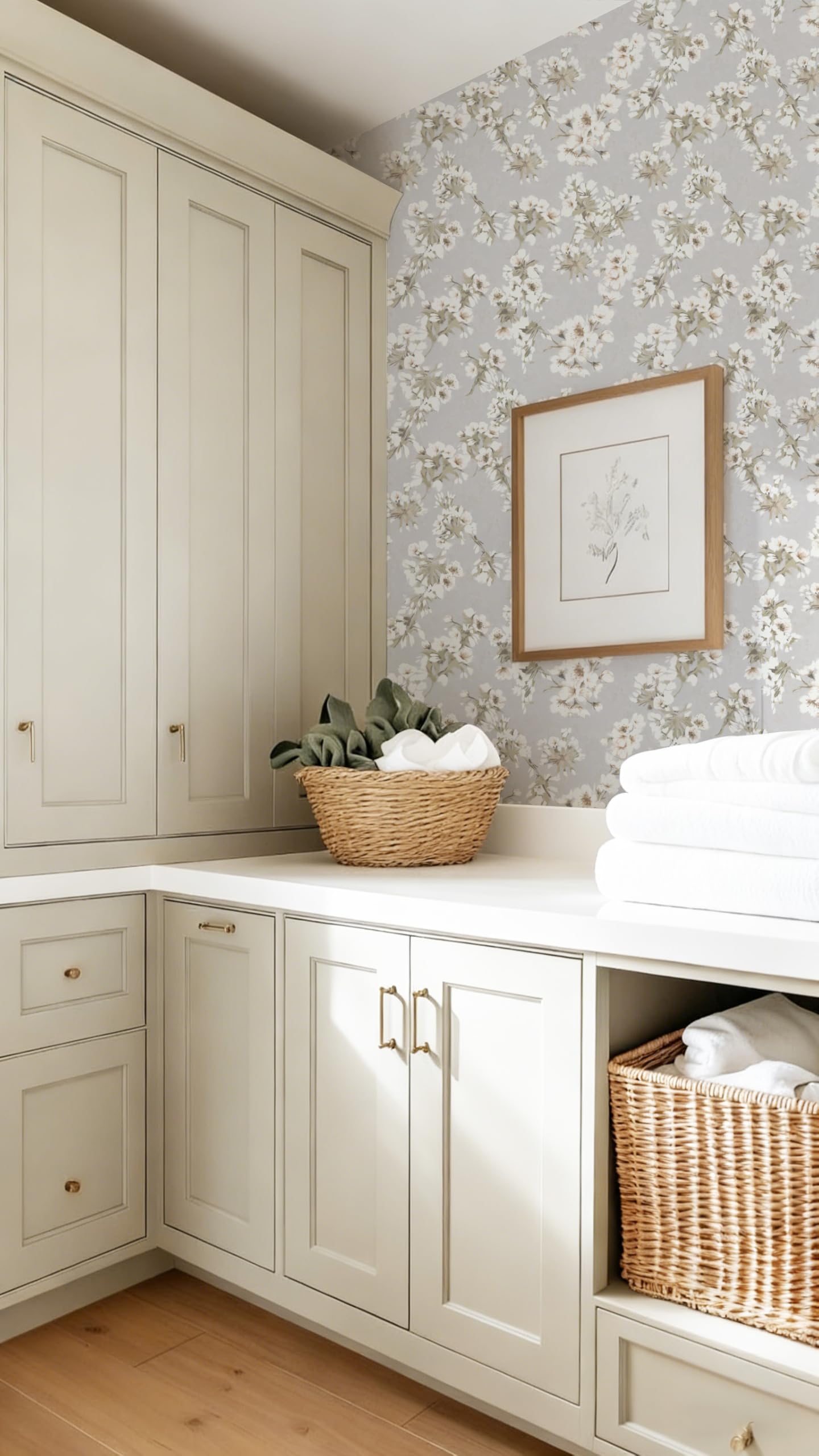 LUKUUI 17.3" x 393.7" Floral Peel and Stick Wallpaper Self Adhesive Wallpaper for Bedroom Cabinets and Kitchen Countertop Thicken