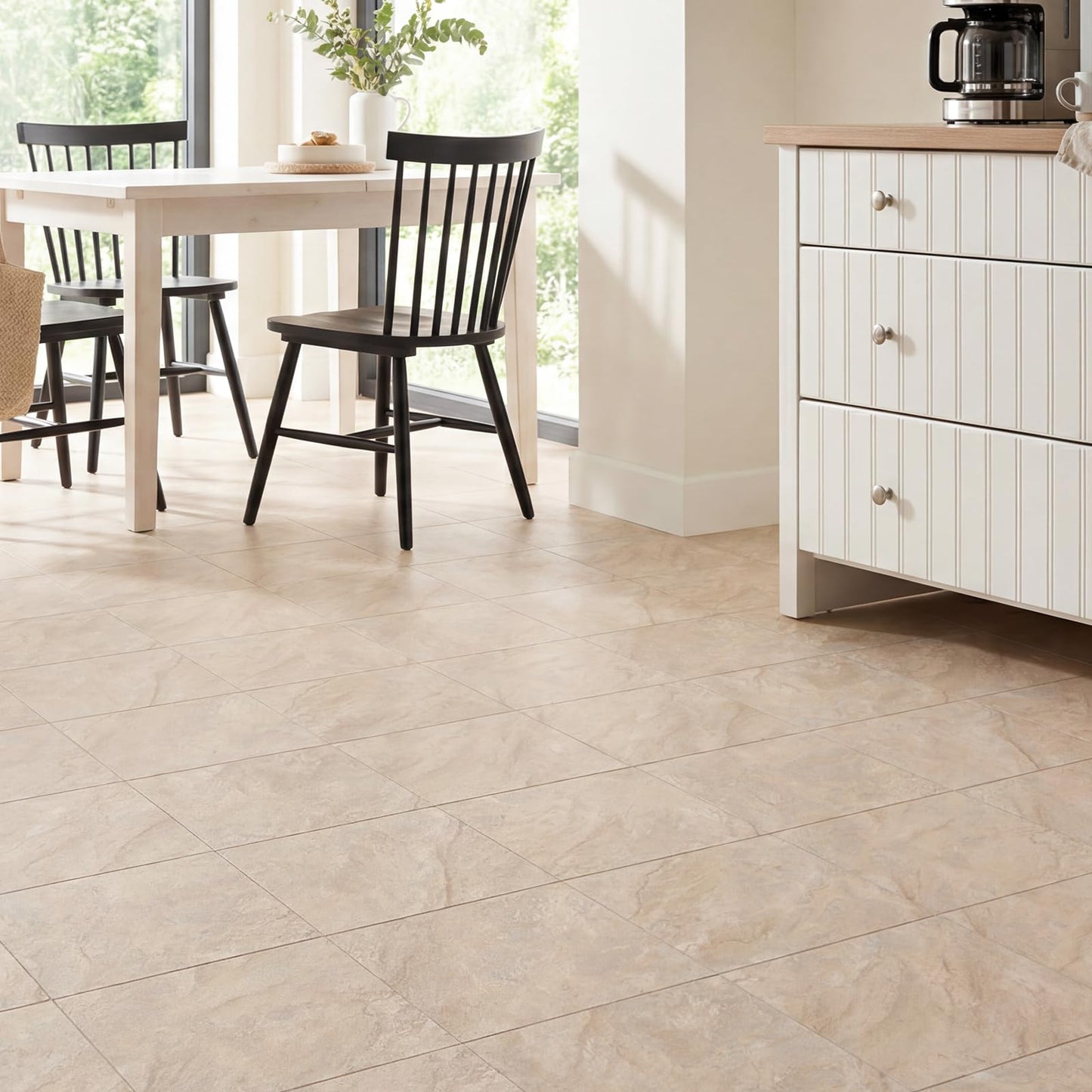 ATOPOSE Peel and Stick Floor Tiles 12 x 12 inch 30-Pack, Self Adhesive,Easy DIY & Waterproof for Kitchen, Dining Room, Bedrooms, Cover 30 Sq.Ft, Beige Stone