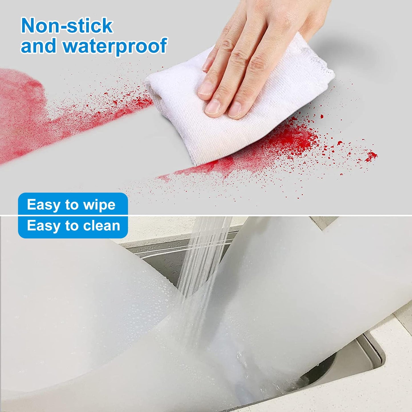 AEECHY Silicone Mats for Kitchen Counter 27.5 x 16.5 Inch, 2mm Thick – Multipurpose Silicone Mat Thick Heat Resistant Mat Shipped Rolled Up Kitchen Counter Mat Nonslip Silicone Mats, Translucent
