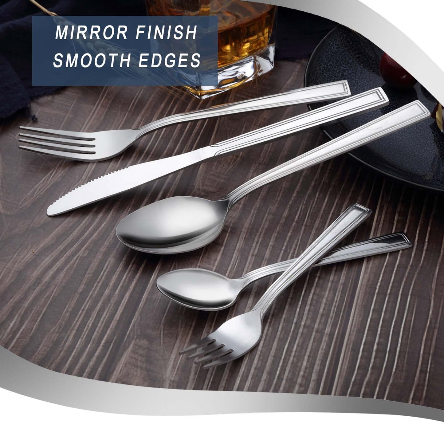 Silverware Set, Hunnycook 40-piece Silverware Set for 8, Stainless Steel Flatware Set, Include Fork Knife Spoon Set, Mirror Polished, Dishwasher Safe, Cutlery Set for Home Kitchen Restaurant Hotel