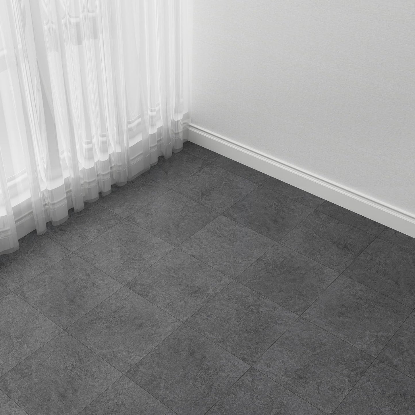 FLOREXP Peel and Stick Vinyl Floor Tiles, 12 ×12 inch 30-Pack Cover 30 Sq.Ft, Waterproof Vinyl Floor Tiles for Kitchen, Dining Room, Bedrooms, Dark Concrete