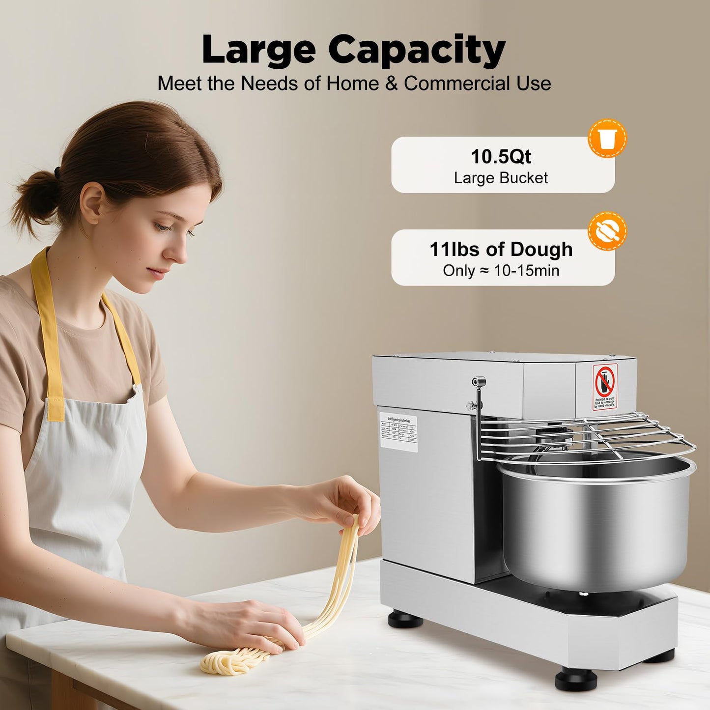 Dough Kneading Machine, 750w 110v Commercial Food Mixer Stirring Jams Dough Blender Dual Rotating Dough Kneading Machine with Large Bucke for Kneading Dough Mixing Salads Stirring Jams
