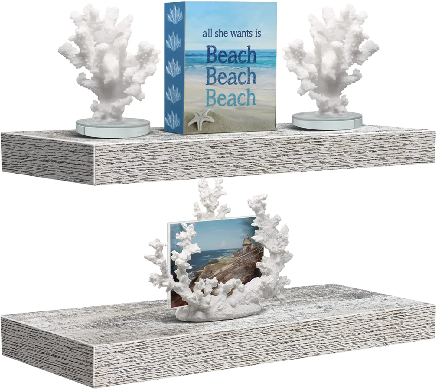 Sorbus Floating Shelves - 2 Pack 16 Inch Rustic & Blue Wall Shelves for Bedroom, Kitchen, Living Room, Bathroom Shelves, Home Decor, Office - Floating Shelf for Trophy, Books, Frames, Toilet Paper