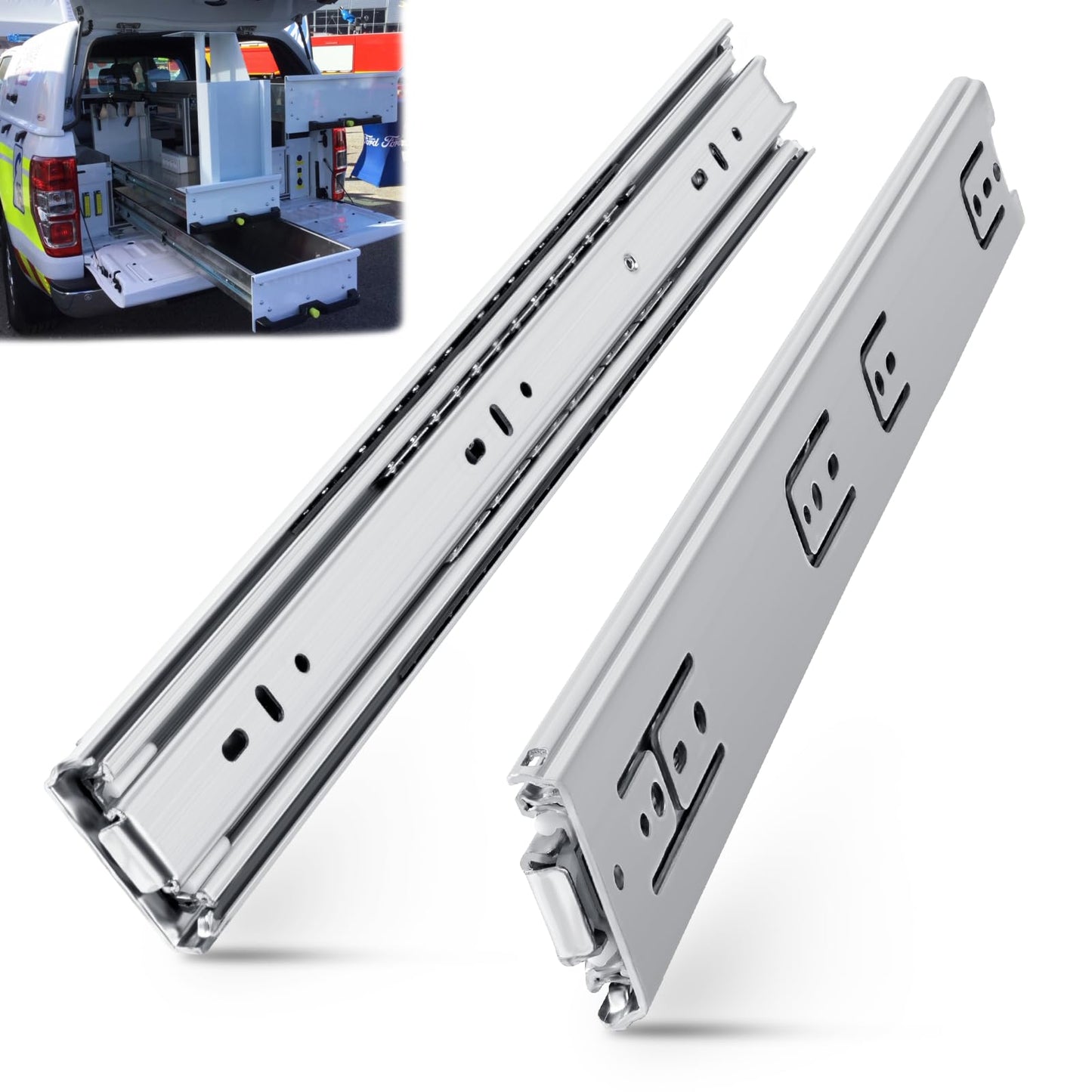 SLIDEWAY 200 Lbs Heavy Duty Drawer Slides 1 Pair 8 10 12 14 16 18 20 22 30 32 40 Inch Full Extension Ball Bearing Sliding Rails Cabinet Runners Tracks Tool Box Glides-14 Inch
