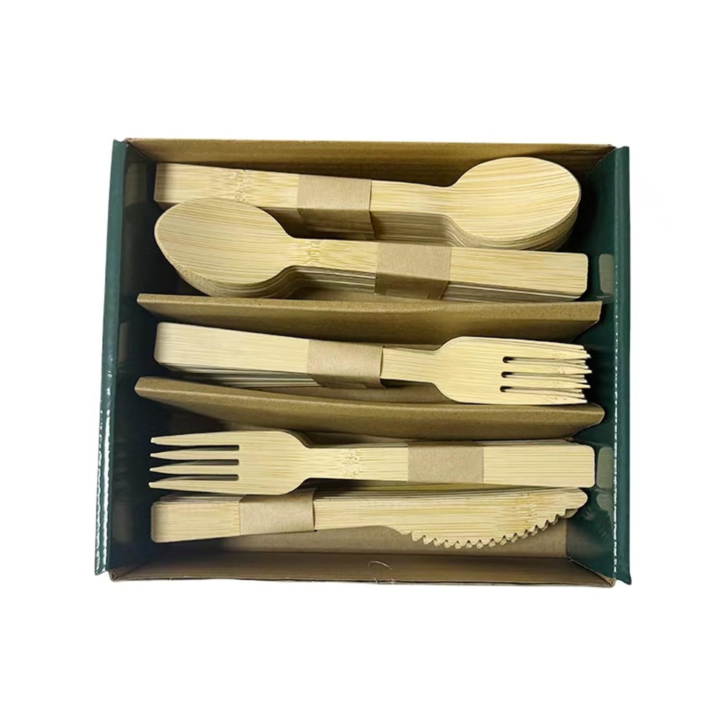 MeeRoh 100 Pcs 100% Eco-Friendly Bamboo Disposable Cutlery Set – Heavy Duty Wooden Utensil Set Alternative – Elegant Compostable Silverware – Biodegradable Tableware Forks Spoons Knives