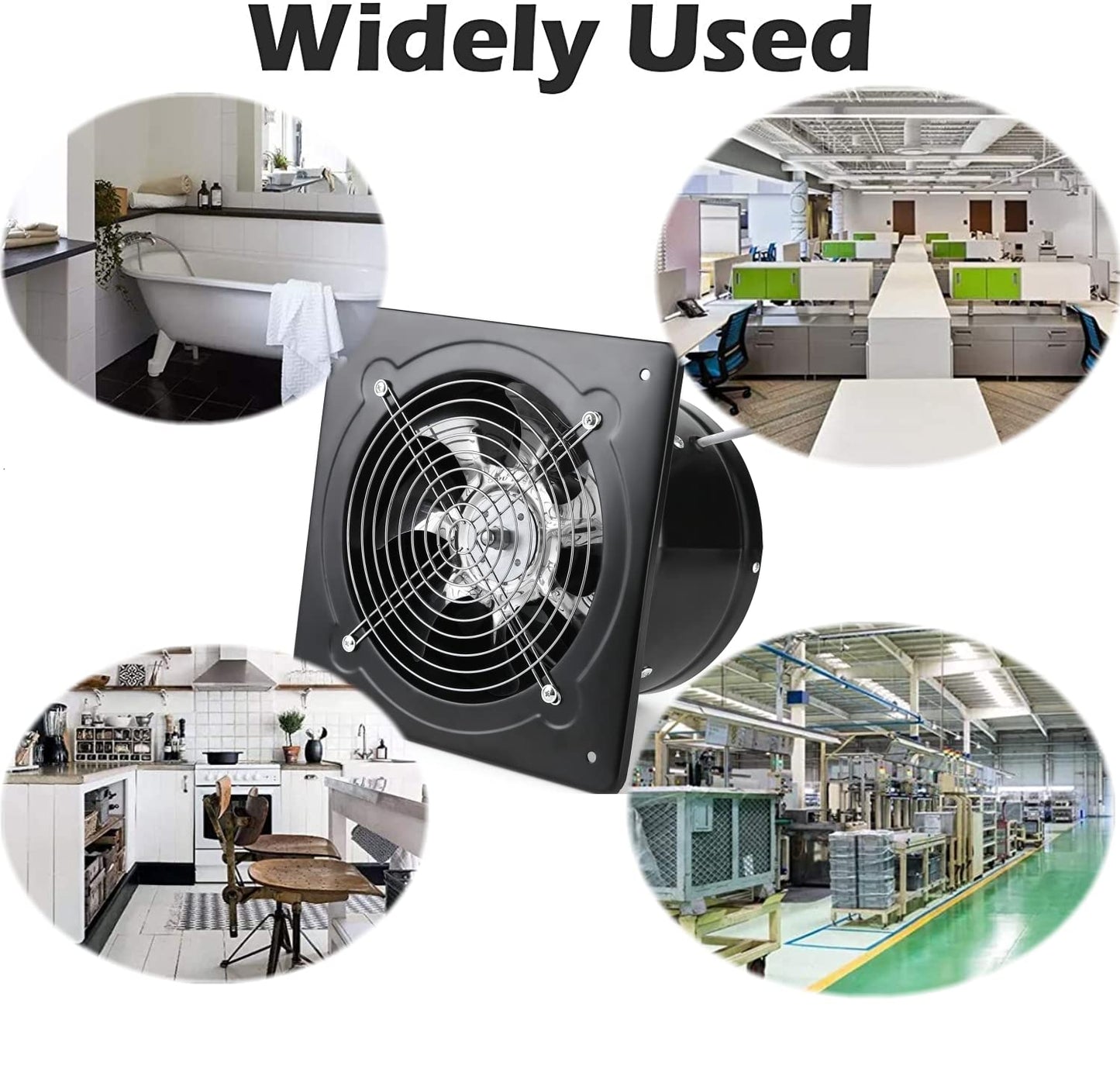 Nalle 8 inch Exhaust Fan Through Wall Extractor Exhaust Ventilation Fan 110V Exhaust Smoke Fan Ventilation for Kitchen, Bathroom,laundry room,Toilets, Garage, Shopping Mall and Office (500 CFM/White)