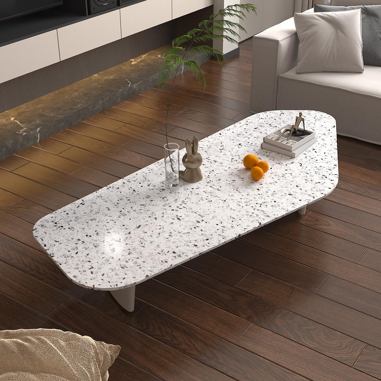 A-b-cil 206 X 16 Inch White Gray Granite Peel and Stick Countertops for Kitchen Self Adhesive Film Marble Contact Paper for Countertops Waterproof Removable Wallpaper Decor Table Desk Counter Top