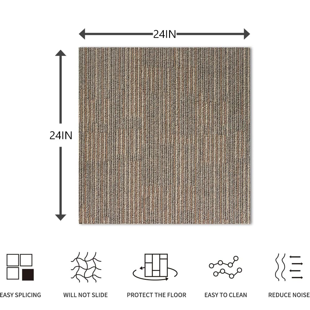 ALTRUISTIC Heavy Duty Bedroom Carpet Tiles, 24" x 24", Non-Slip Soft Commercial Square Floor Tile, 18 Pieces/72 sq ft, FlexLok Tabs Included, for Office Living Room Kitchen Basement Gym