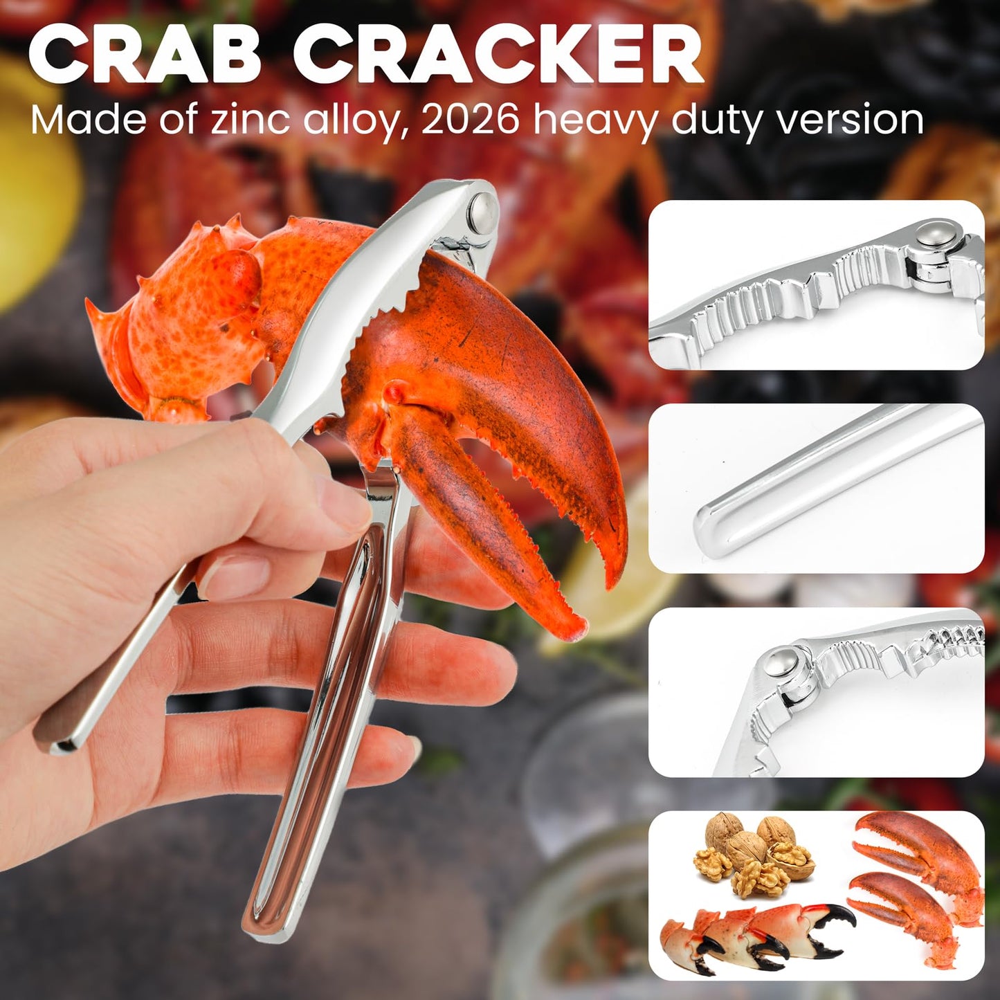 8pcs Premium Crab Crackers and Tools Set, Stainless Steel Crab Leg Cracker Tool, Seafood Scissors, Picks, Shellers, and Storage Bag
