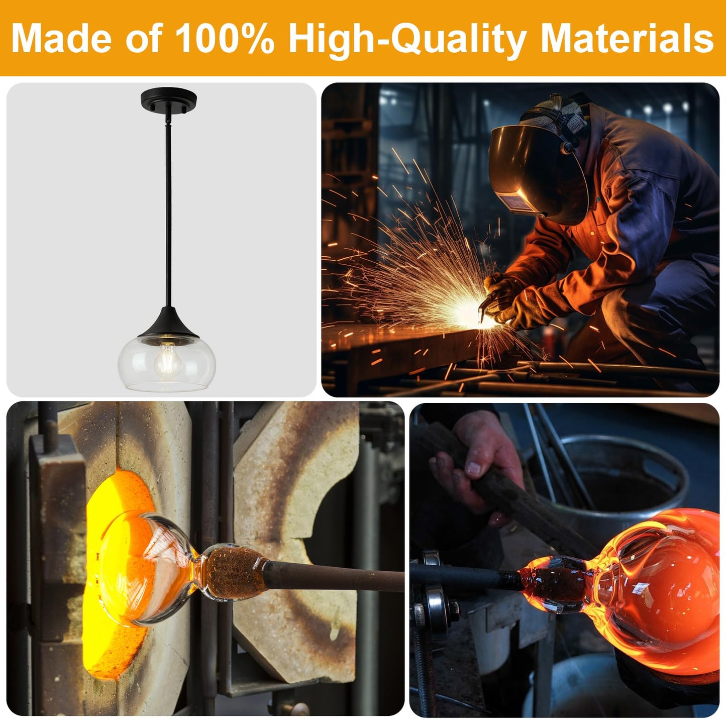 Modern Pendant Lights for Kitchen Island, Black Pendant Light Fixtures with 8.5" Clear Glass Shade, Industrial Hanging Pendant Lights Fixture for Kitchen Island Dining Room Bedroom Entryway 1 Pack