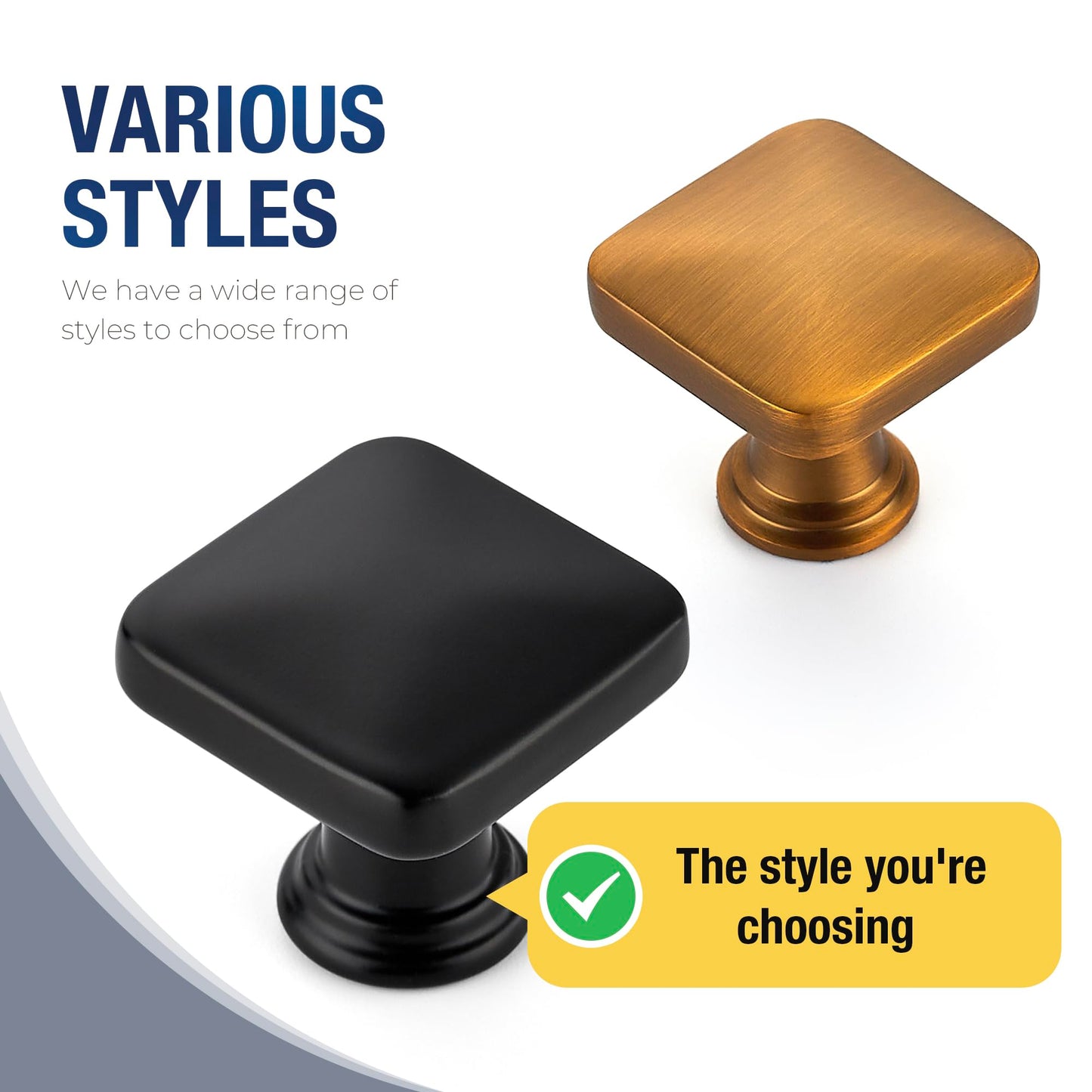 JOY DECOR 10 Pack Matte Black Cabinet Knobs, 1-1/8 Inch Zinc Alloy Single Hole Drawer Pulls for Dressers, Cabinets and Kitchen Hardware