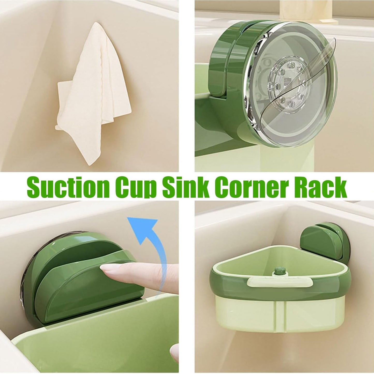 LLQ 2PACK Sink Strainer Basket,2025 New Upgraded Suction Cup Press Sink Drainer Basket,Automatic Dumping Sink Strainer Basket,Faucet Sponge Storage Rack (Yellow + Green)