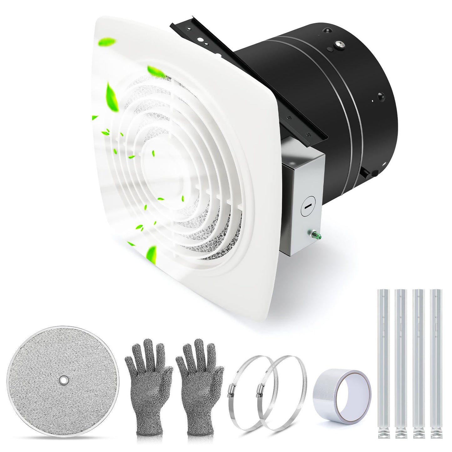 505 Bathroom Exhaust Fan, 8 Inch Fan with 200 CFM, White Vertical Discharge Ceiling Ventilation Fan, Bathroom Vent and Kitchen Exhaust Fan, Attic and Garage Ceiling Fan, Household Ventilation Fans