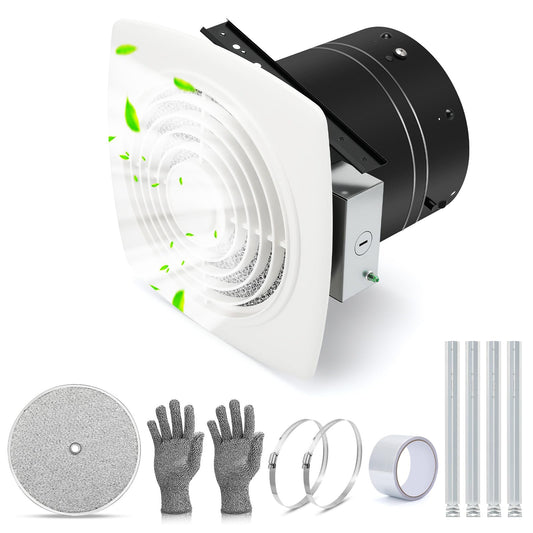 505 Bathroom Exhaust Fan, 8 Inch Fan with 200 CFM, White Vertical Discharge Ceiling Ventilation Fan, Bathroom Vent and Kitchen Exhaust Fan, Attic and Garage Ceiling Fan, Household Ventilation Fans